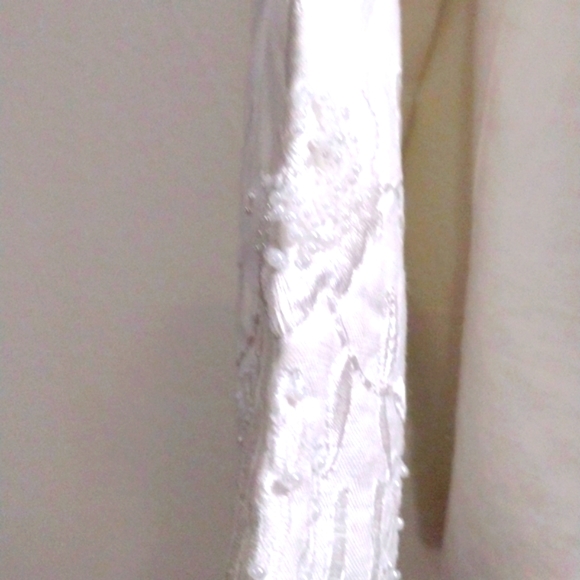 Lino U.S.A. White Linen Lined Blouse with Beading on Front & 3/4 Sleeves Size S - Picture 4 of 6